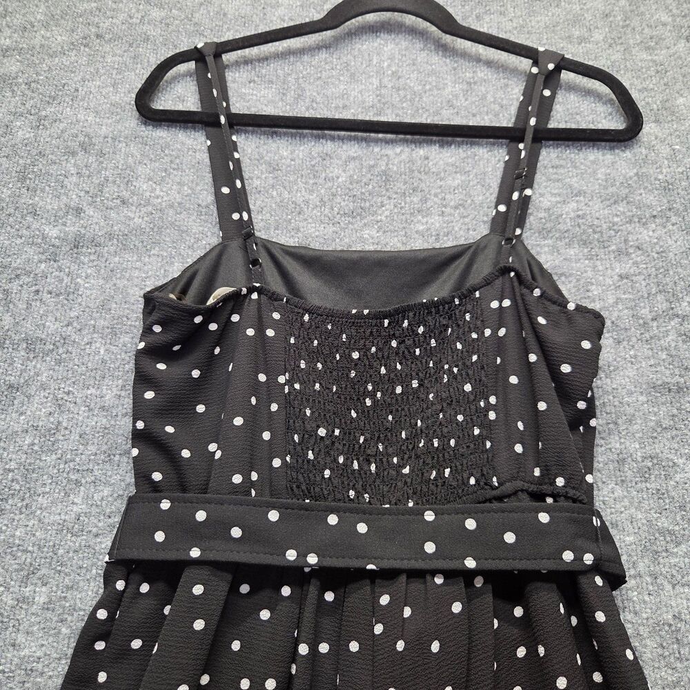 Row A Jumpsuit Womens XL Black White Polka Dot Wide Leg Belted Sleeveless Crepe - Picture 4 of 7
